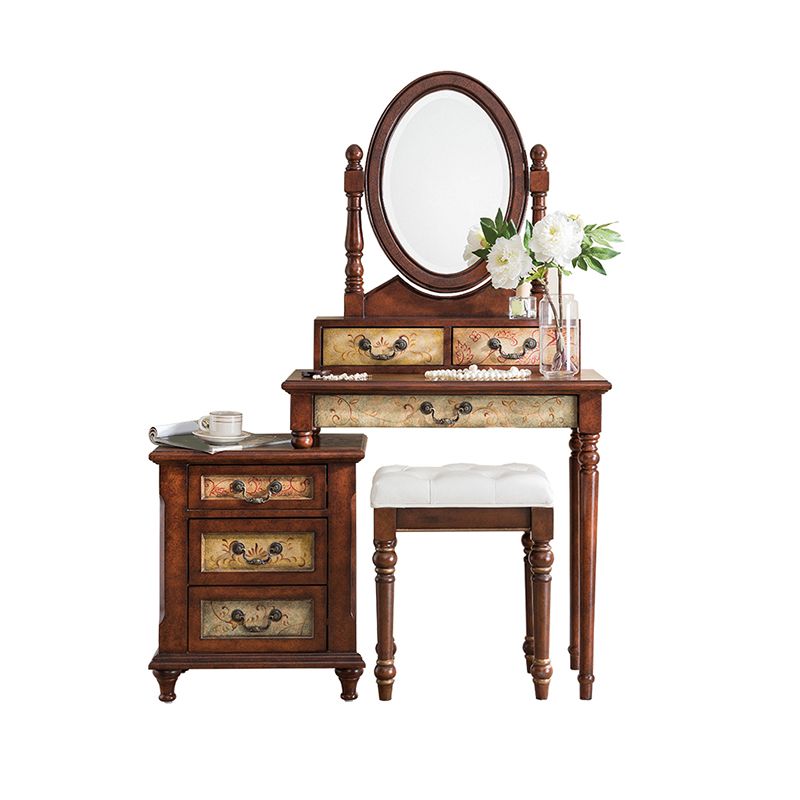 Victorian Vanity Set Solid Wood Drawers Included Makeup Dressing Table With Mirror & Stool Clearhalo 'Bedroom Furniture' 'furn' 'furn_makeup_vanities' 'Furniture' 'Makeup Vanities' 'makeup_vanities' 1200x1200_321295eb-f4c3-4aa3-b271-1c99932c653c