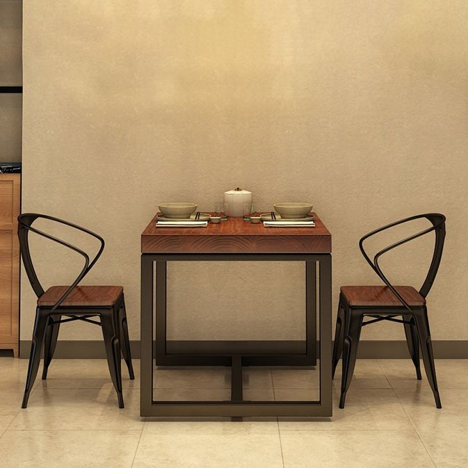 Solid Wood Industrial Dining Table Brown Square Table with Trestle Base for Dinning Room Clearhalo ' dining_table' 'Dining Tables & Seating' 'Dining Tables' 'furn' 'furn_dining_table' 'Furniture' 'furniture_dining_table' 'Kitchen & Dining Furniture' 'kitchen&dining_furn' 'kitchen' 'kitchen_dining_table' 1200x1200_32129df1-b1e4-4047-aab5-0fbea60c656f