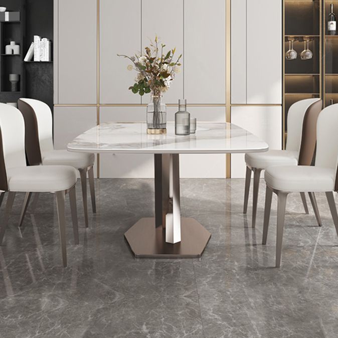 Metal Contemporary Rectangle Dining Table Sintered Stone Dining Table with Pedestal Base Clearhalo ' dining_table' 'Dining Tables & Seating' 'Dining Tables' 'furn' 'furn_dining_table' 'Furniture' 'furniture_dining_table' 'Kitchen & Dining Furniture' 'kitchen&dining_furn' 'kitchen' 'kitchen_dining_table' 1200x1200_321370b4-5283-42a3-83f7-e601da7d6e41