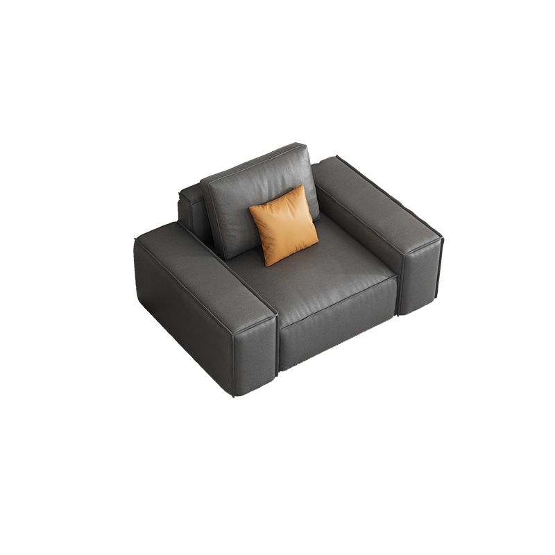 Sofa industriel avec oreillers de boîtier de base de 25,6 "Haut-tissu carré de bras en gris