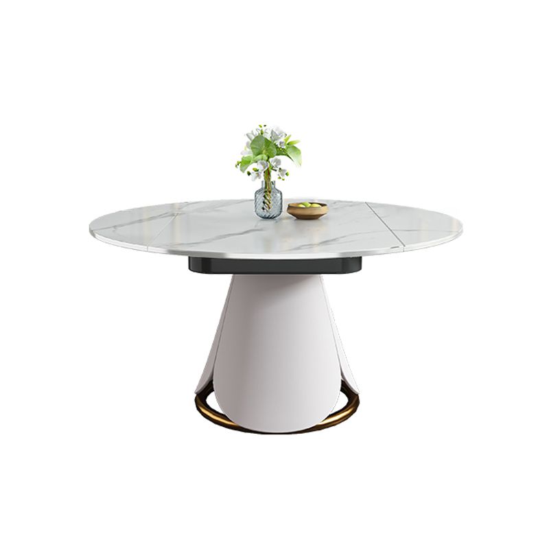 53.1''L Traditional Luxury Dining Table White Sintered Stone Round Table for Home Clearhalo ' dining_table' 'Dining Tables & Seating' 'Dining Tables' 'furn' 'furn_dining_table' 'Furniture' 'furniture_dining_table' 'Kitchen & Dining Furniture' 'kitchen&dining_furn' 'kitchen' 'kitchen_dining_table' 1200x1200_32158f0a-1da8-41f6-9aec-f58b3b6d5203