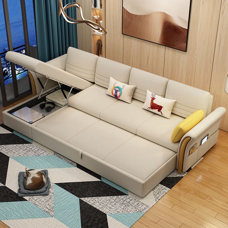 Cotton Blend and Faux Leather Convertible Sectionals Sofas with Storage in Yellow Clearhalo 'furn' 'furn_sectionals' 'Furniture' 'furniture_sectionals' 'kitchen' 'kitchen_sectionals' 'Living Room Furniture' 'Sectionals' 1200x1200_32167daf-d024-4c7b-9463-e064c5647f72