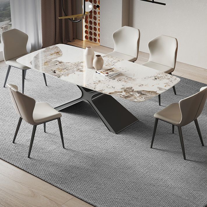 Modern Rectangle Sintered Stone Dining Set 1/2/4/5/6/7 Pieces Dining Table with Chairs Clearhalo 'Dining Room Sets' 'Dining Tables & Seating' 'dining_room_set' 'furn' 'furn_dining_room_set' 'Furniture' 'furniture_dining_room_set' 'Kitchen & Dining Furniture' 1200x1200_3217fa41-b475-41b9-ad59-a13d3928a797
