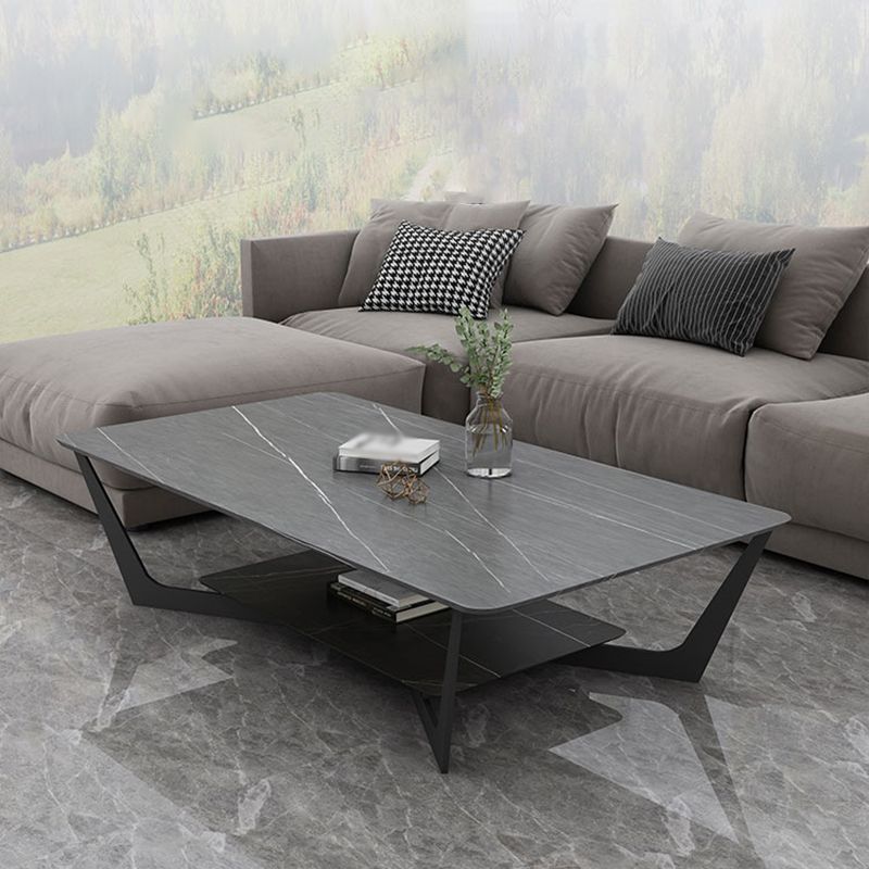 Cross Table Base Design Black Metal Base Slate Top Rectangular Coffee Table Clearhalo 'Coffee & Accent Tables' 'Coffee Tables' 'coffee_tables' 'furn' 'furn_coffee_tables' 'Furniture' 'Living Room Furniture' 1200x1200_321ce769-20b8-4f29-bd8c-515f6d2c2b8b