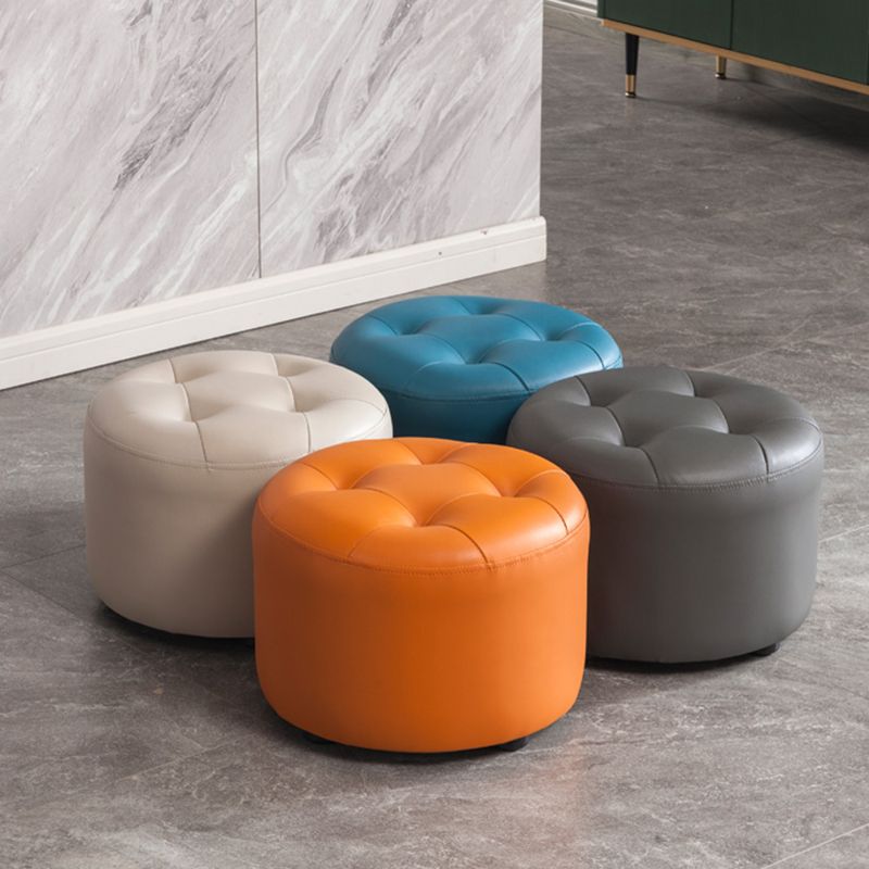 Modern Tufted Ottoman Water Resistant Genuine Leather Round Foot Stool Ottoman Clearhalo 'furn' 'furn_ottomans_poufs' 'Furniture' 'Living Room Furniture' 'Ottomans & Poufs' 'ottomans_poufs' 1200x1200_321dc7b3-cb53-4228-a1a1-5a61f792e9d4