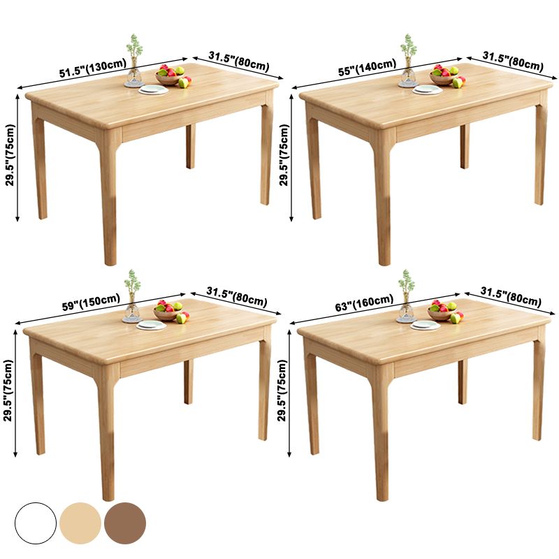 Modern Style Rubberwood Dining Table Rectangle Table with 4 Legs for Home Clearhalo ' dining_table' 'Dining Tables & Seating' 'Dining Tables' 'furn' 'furn_dining_table' 'Furniture' 'furniture_dining_table' 'Kitchen & Dining Furniture' 'kitchen&dining_furn' 'kitchen' 'kitchen_dining_table' 1200x1200_321e84f2-bbaa-4b75-9181-afdd25572844