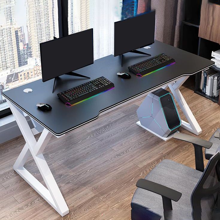 Ergonomic Home Computer Desk Trestle Gaming Desk with Metal Legs Clearhalo 'furn' 'furn_office_desk' 'Furniture' 'Office Desks' 'Office Furniture' 'office_desk' 1200x1200_3220c061-da68-46b2-8db0-730532b9b6ae