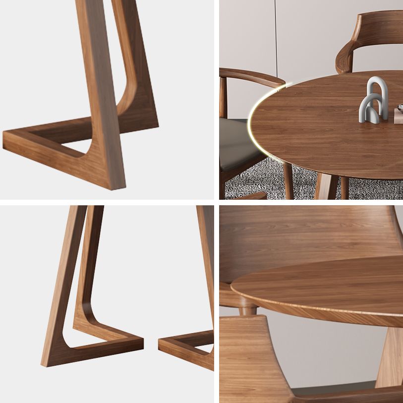 Round Contemporary Fixed Solid Wood Dining Room Table with Solid Wood Legs Kitchen Dining Set Clearhalo 'Dining Room Sets' 'Dining Tables & Seating' 'dining_room_set' 'furn' 'furn_dining_room_set' 'Furniture' 'furniture_dining_room_set' 'Kitchen & Dining Furniture' 'kitchen&dining_furn' 'kitchen' 1200x1200_32216c51-5c8e-4450-a1cc-71a251dfcc92