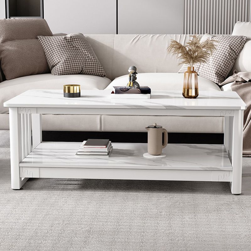 Slate 4 Legs Coffee Table Rectangle Single Coffee Table with Shelf Clearhalo 'Coffee & Accent Tables' 'Coffee Tables' 'coffee_tables' 'furn' 'furn_coffee_tables' 'Furniture' 'Living Room Furniture' 1200x1200_32228e10-b13a-4d95-b2b9-c4e254672e85