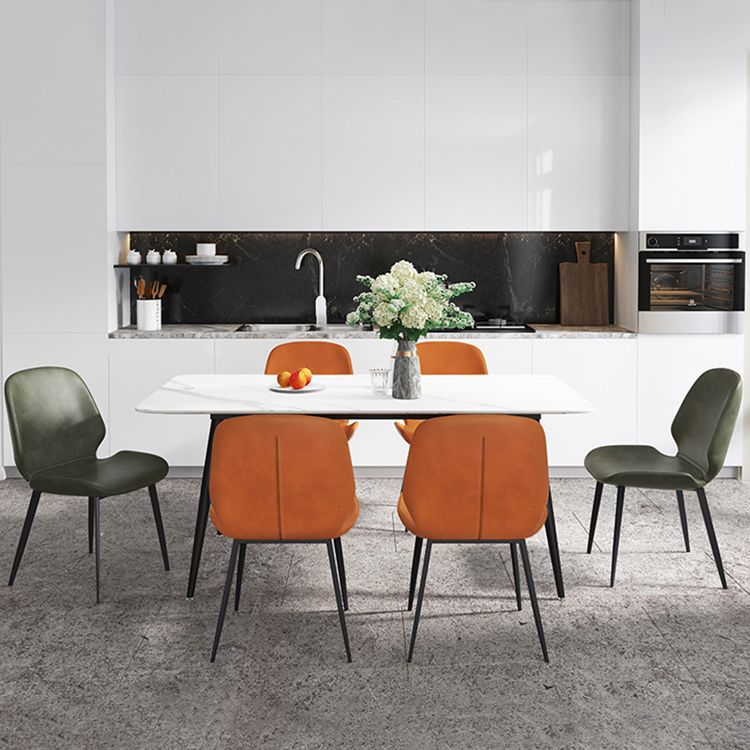 Modern Leather Armless Dining Chairs Wingback Side Chair with Metal Legs (Set of 2) Clearhalo ' kitchen&dining_furn' 'Dining Chairs' 'Dining Tables & Seating' 'dining_chair' 'furn' 'furn_dining_chair' 'Furniture' 'furniture_dining_chair' 'Kitchen & Dining Furniture' 'kitchen' 1200x1200_32252316-7e0d-4f31-9a03-41c9ac634045