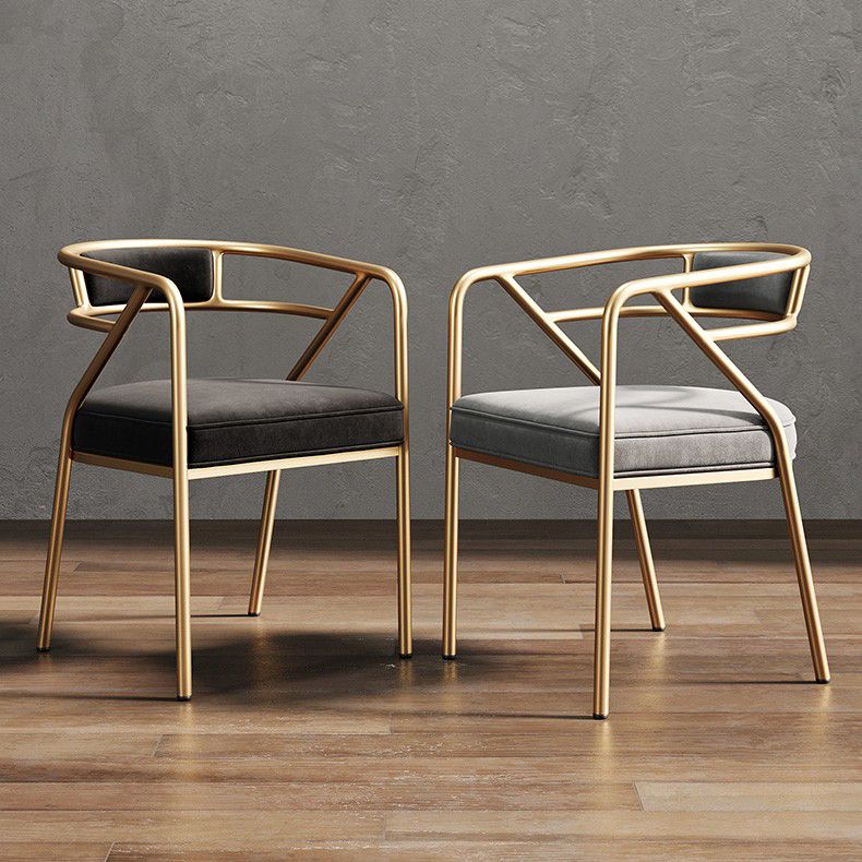 Metal Frame Office Chair with Fixed Arms Contemporary Conference Chair