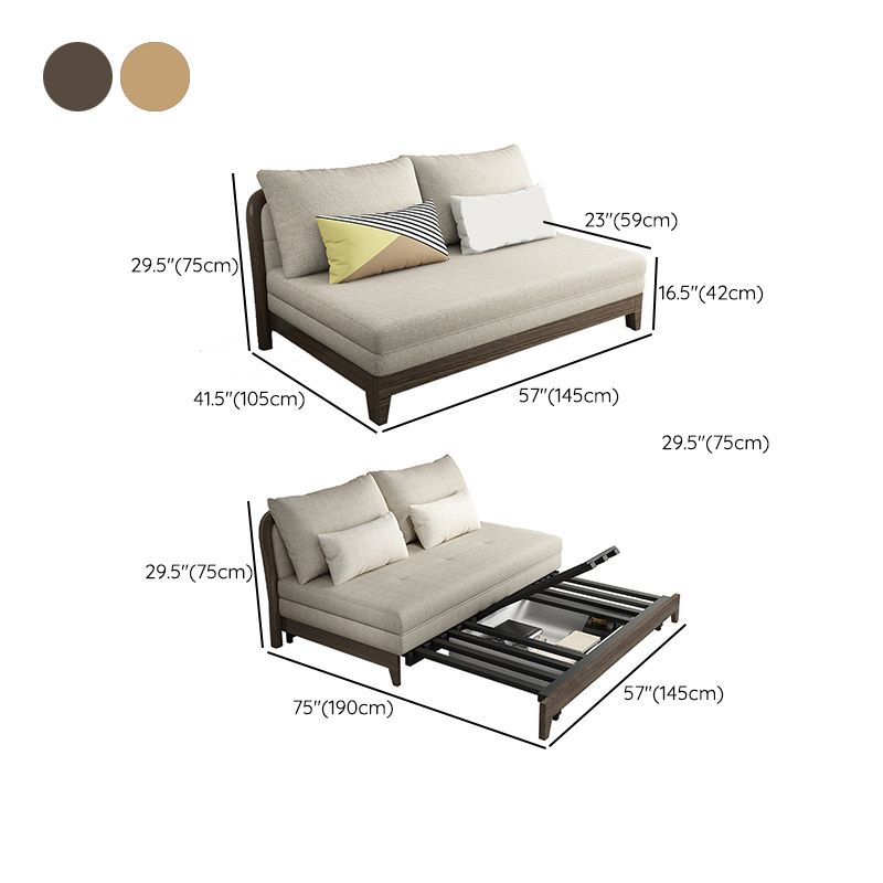 Contemporain 29.52 "H Frame en bois Coton mélange canapé-lit sans bras