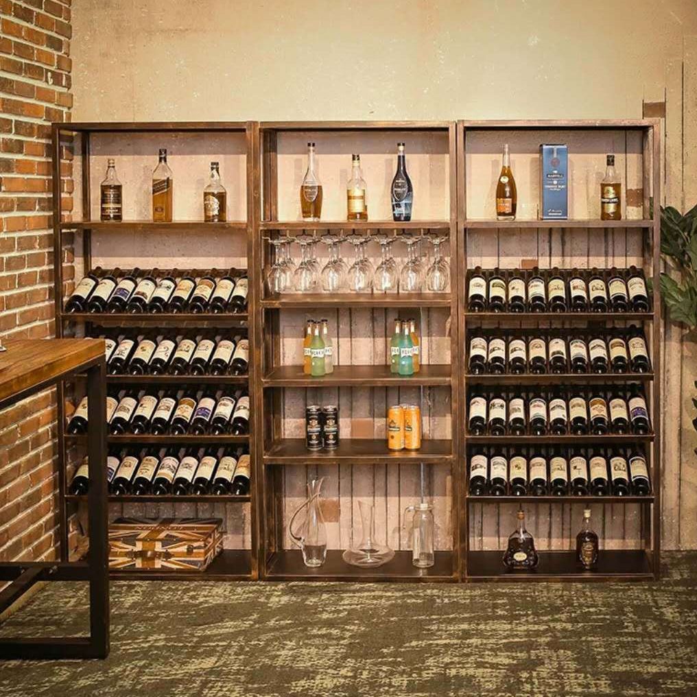 Industrial Floor Wine Shelf Metal Wine Glass Stemware Rack Holder 13.78" Wide Clearhalo 'furn' 'furn_wine_racks' 'Furniture' 'Kitchen & Dining Furniture' 'Wine Racks' 'wine_racks' 1200x1200_32288d48-ae2d-44f5-967c-2de737afbce0