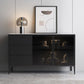 Buffet contemporain bois noir pas pénible avec 3 tiroirs armoires incluses crédenza