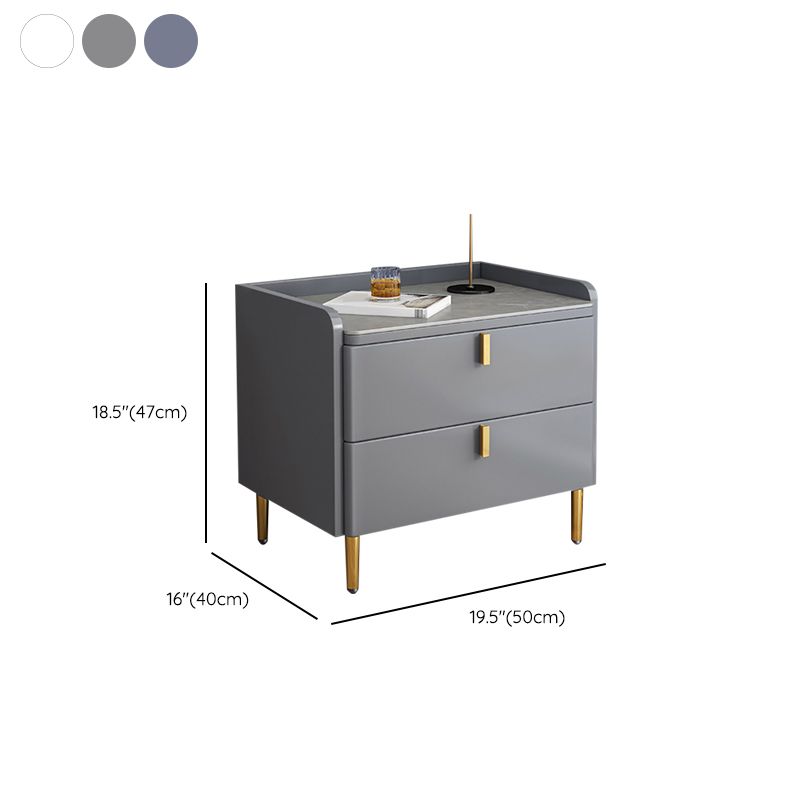 2 Drawers Stone Nightstand Glam Legs Included Bedside Cabinet ,18.5" Tall Clearhalo 'Bedroom Furniture' 'furn' 'furn_night_stand' 'Furniture' 'night_stand' 'Nightstands' 1200x1200_322bc419-e918-41dd-8de3-1a1deeecd16e