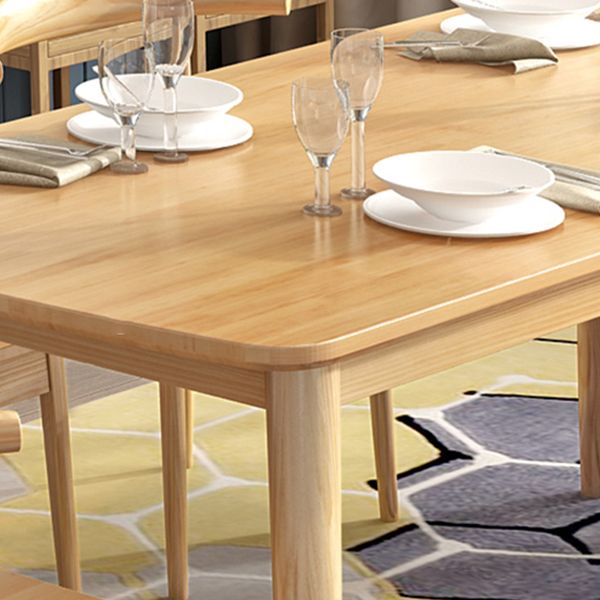 Mesa de madera rectangular moderna mesa de comedor de altura estándar con 4 patas