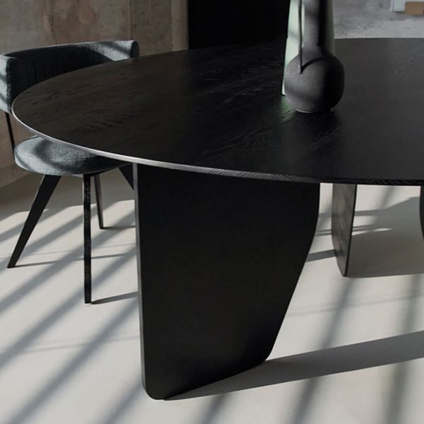 Mesa de cocina para comedor, mesa de comedor redonda de madera en negro