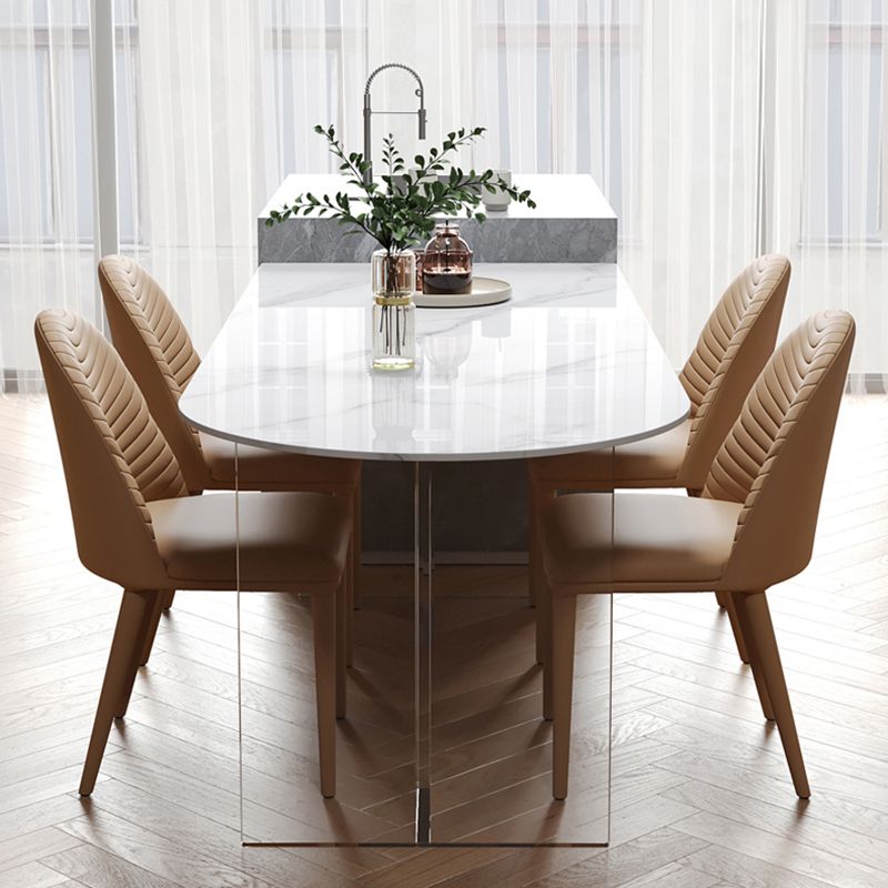 Steen eettafel Home Dinner meubels met acryl dubbel voetstuk voor een klein appartement
