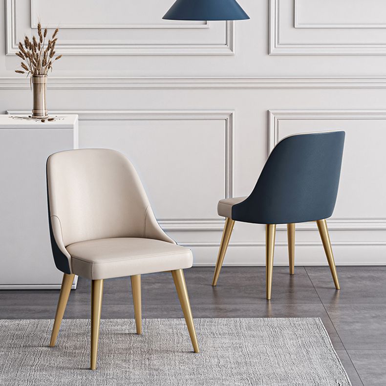 Scandinavian Design Solid Back Armless Dining Chair PU Leather Dining Chairs Clearhalo ' kitchen&dining_furn' 'Dining Chairs' 'Dining Tables & Seating' 'dining_chair' 'furn' 'furn_dining_chair' 'Furniture' 'furniture_dining_chair' 'Kitchen & Dining Furniture' 'kitchen' 1200x1200_3232650e-94cf-4ae4-8439-0e78bc4c205f