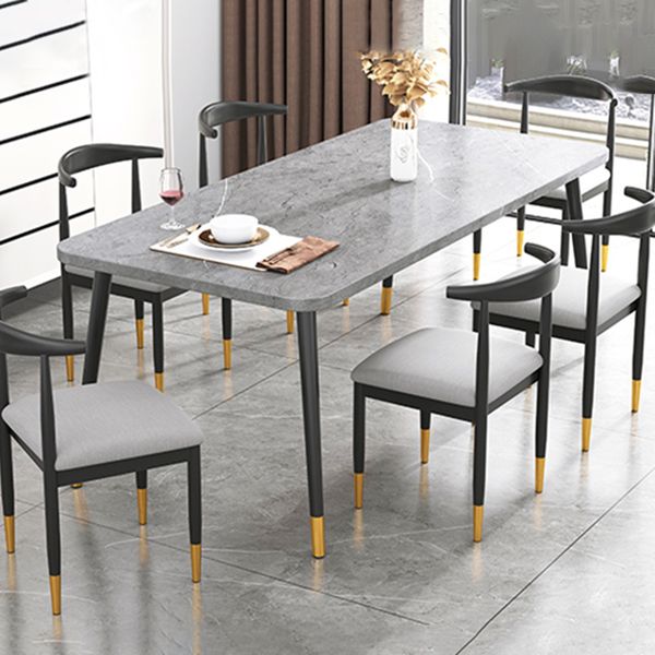 Industrial Style MDF Dining Table 4 Legs Carbon Steel Base Rectangle Table for Home Clearhalo ' dining_table' 'Dining Tables & Seating' 'Dining Tables' 'furn' 'furn_dining_table' 'Furniture' 'furniture_dining_table' 'Kitchen & Dining Furniture' 'kitchen&dining_furn' 'kitchen' 'kitchen_dining_table' 1200x1200_32329c2a-12e7-4338-b369-389f3801b31d