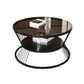 Round Coffee Cocktail Table Glass Top Frame Coffee or End Table with Storage Shelf Clearhalo 'Coffee & Accent Tables' 'Coffee Tables' 'coffee_tables' 'furn' 'furn_coffee_tables' 'Furniture' 'Living Room Furniture' 1200x1200_3232fefe-89cc-46b1-b5ff-ad5cbe8f7c5c