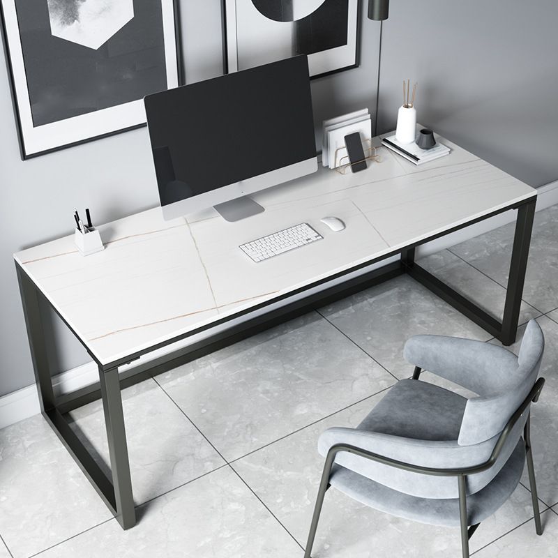 Industrial Grey Writing Desk Marble Office Desk with Metal Legs Clearhalo 'furn' 'furn_office_desk' 'Furniture' 'Office Desks' 'Office Furniture' 'office_desk' 1200x1200_3237529f-eac7-49a4-9f36-191ab99044eb
