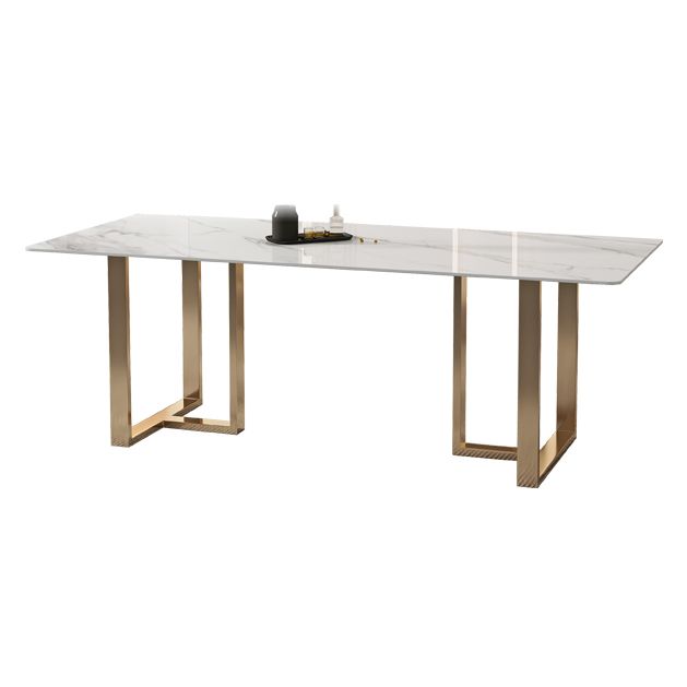 Glam Sintered Stone White Dining Table Rectangle Kitchen Dining Table for Kitchen Clearhalo ' dining_table' 'Dining Tables & Seating' 'Dining Tables' 'furn' 'furn_dining_table' 'Furniture' 'furniture_dining_table' 'Kitchen & Dining Furniture' 'kitchen&dining_furn' 'kitchen' 'kitchen_dining_table' 1200x1200_323776d6-20aa-49cf-95ba-c048b53d1020