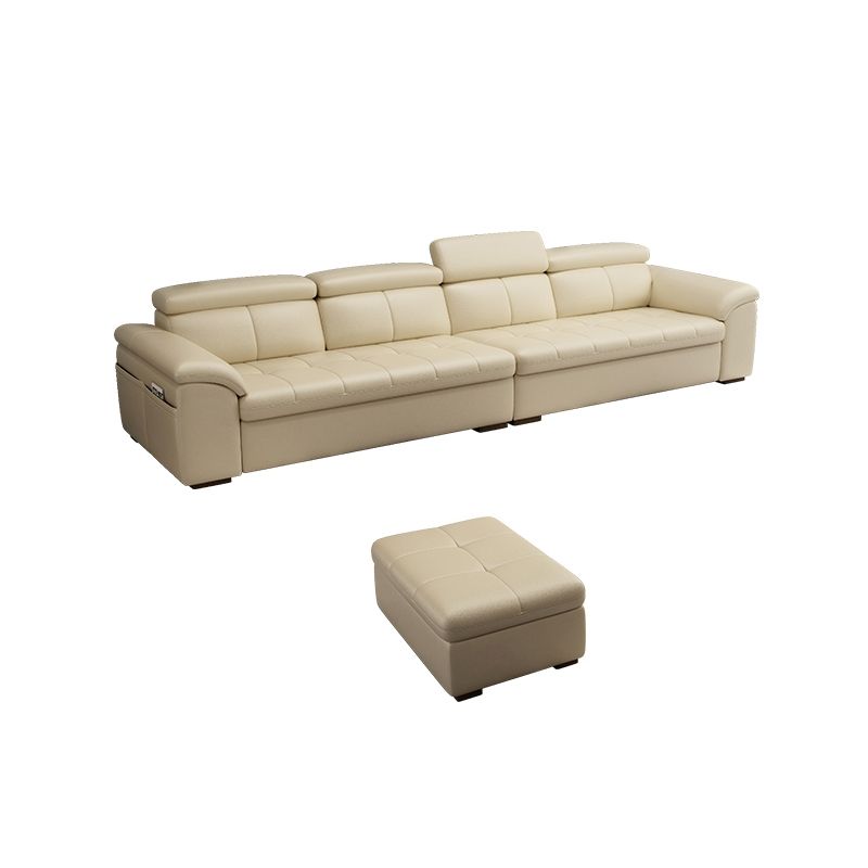 Genuine Leather Sectional Sofa 35.43"High Cushion Back Sofa with Storage,Beige Clearhalo 'furn' 'furn_sectionals' 'Furniture' 'furniture_sectionals' 'Living Room Furniture' 'Sectionals' 1200x1200_32380166-d635-4ba1-b6d2-e6b36bb9ca69