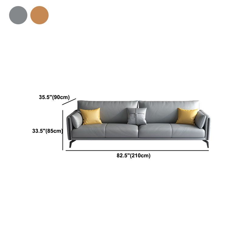 Canapé en cuir contemporain canapé de bras rond avec oreillers de boîtier