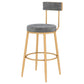 Glam Matte Finish Upholstered Bar Stools Coffee Shop Low Back Stool