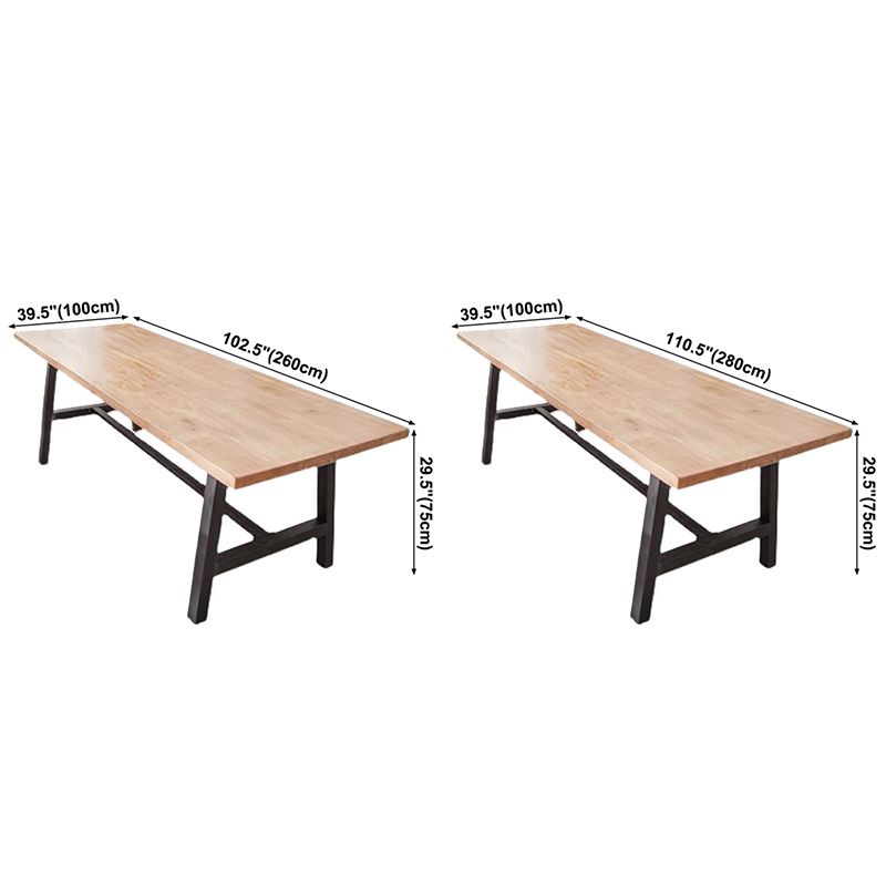 Rectangle Wood Color Dining Table Solid Wood Table Industrial with Trestle Base Clearhalo ' dining_table' 'Dining Tables & Seating' 'Dining Tables' 'furn' 'furn_dining_table' 'Furniture' 'furniture_dining_table' 'Kitchen & Dining Furniture' 'kitchen&dining_furn' 'kitchen' 'kitchen_dining_table' 1200x1200_323ba1ed-26bb-48f7-9993-ebf761636dab