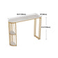 Glam Iron Bar Dining Table White Faux Marble Top Indoor Bistro Table with Shelf Clearhalo 'Bar Furniture' 'Bar Tables' 'bar_tables' 'furn' 'furn_bar_tables' 'Furniture' 'furniture_bar_tables' 'Kitchen & Dining Furniture' 1200x1200_323be848-b4de-493a-a9d5-df24d61ba5c9