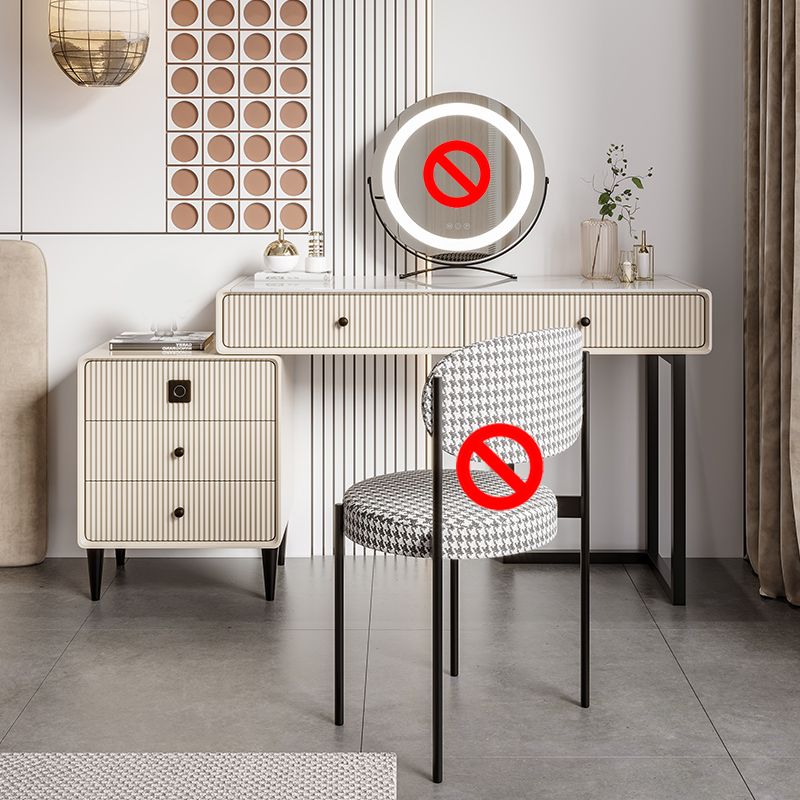 5 Holzschubladen Make -up -Tisch Schreibtisch Eitelkeit Stein Top Eitelkeitstisch