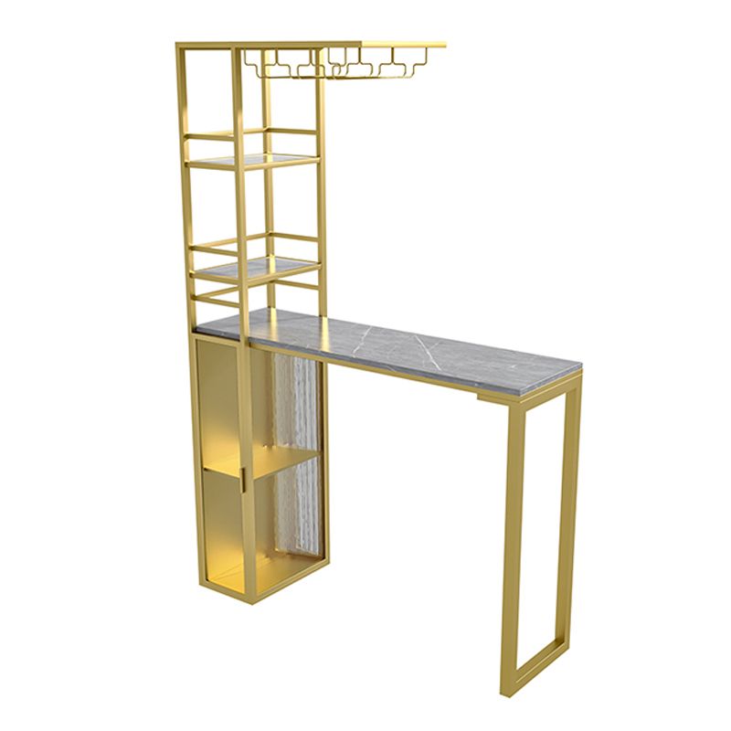 Modern Iron Bistro Table Stone Top Rectangle Indoor Bar Dining Table with Wine Rack Clearhalo 'Bar Furniture' 'Bar Tables' 'bar_tables' 'furn' 'furn_bar_tables' 'Furniture' 'furniture_bar_tables' 'Kitchen & Dining Furniture' 1200x1200_32426f82-9763-4715-8893-1c9634470145