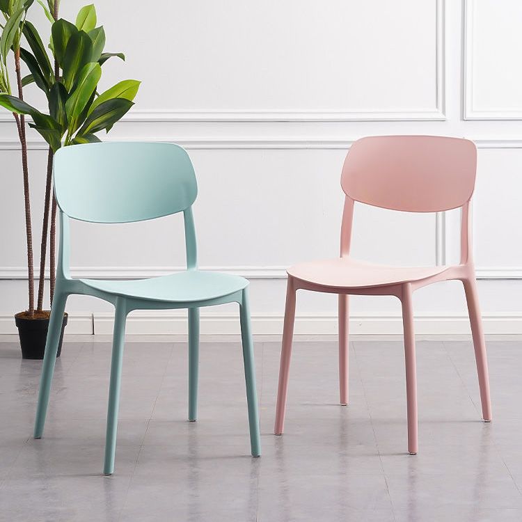 プラスチックダイニングアームレスキッチンチェアオープンバックダイニングサイドチェア