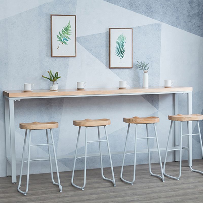 Moderner Bartisch aus massivem Holz mit rechteckigem Bockgestell für die Küche und das Esszimmer