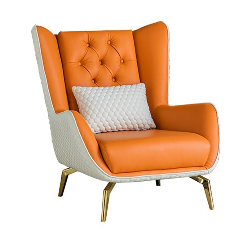 Glam Faux Leather Wingback Chair Tufted Back Basic Four Leg Chair Clearhalo 'Accent Chairs' 'accent_chairs' 'Chairs & Seating' 'furn' 'furn_accent_chairs' 'Furniture' 'Living Room Furniture' 1200x1200_32452757-b7a8-4496-9b42-ce6fb5434297