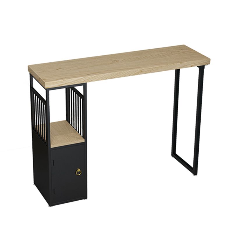 Tavolo da bar rettangolo superiore in legno di pino tavolo da pub industriale con doppio piedistallo