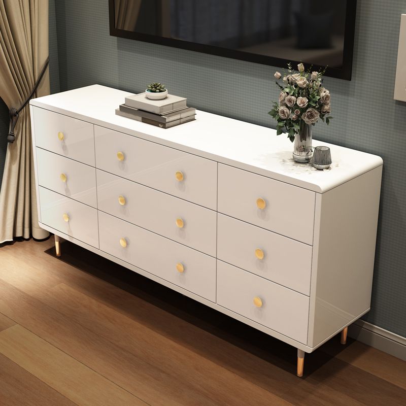 Commode double en bois pour chambre à coucher, commode de rangement blanche et grise avec tiroirs