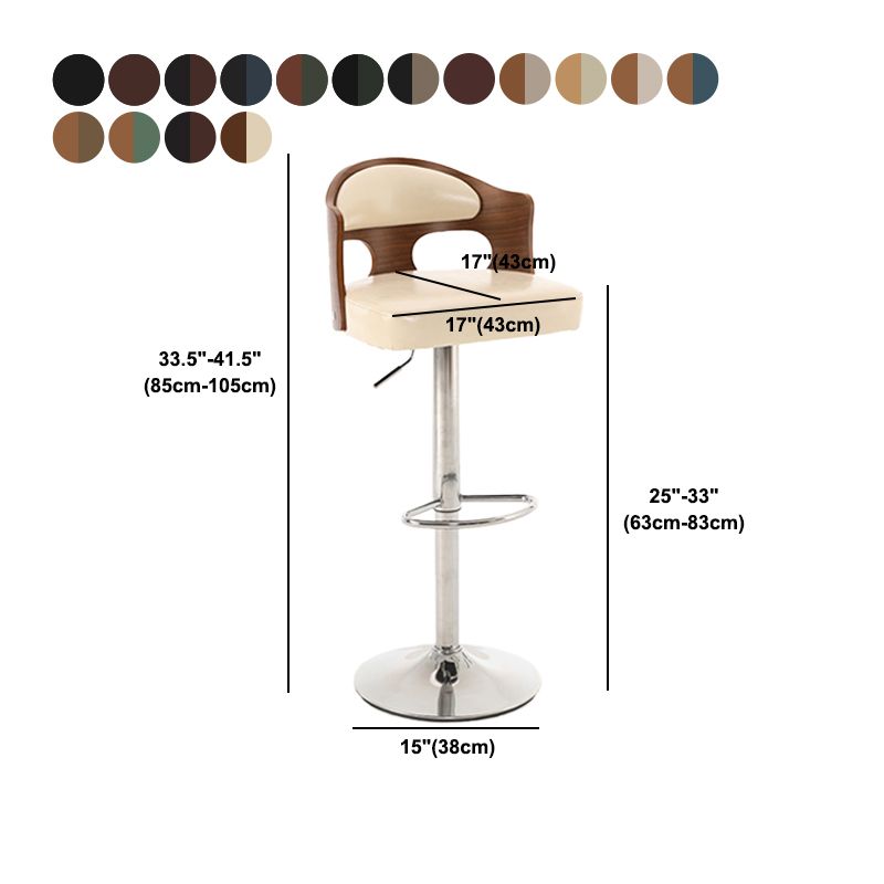 Contemporary Metal Barstool Faux Leather Counter Stool With Chrome Base Clearhalo 'Bar Furniture' 'Bar Stools' 'bar_stools' 'furn' 'furn_bar_stools' 'Furniture' 'Kitchen & Dining Furniture' 1200x1200_3246be59-f94c-4438-822e-debbeeadfef3