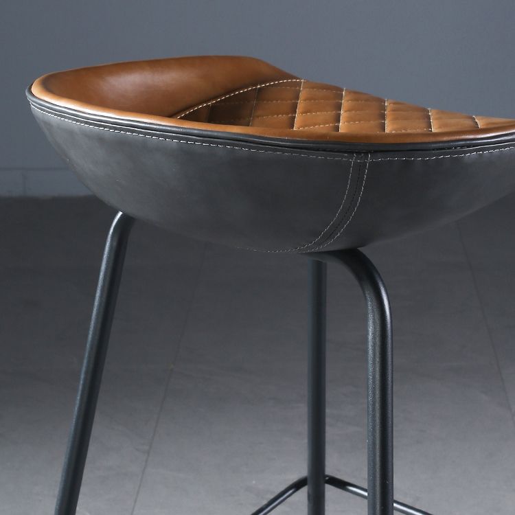 Industrial Matte Finish Leather Barstool Living Room Low Back Stool Clearhalo 'Bar Furniture' 'Bar Stools' 'bar_stools' 'furn' 'furn_bar_stools' 'Furniture' 'furniture_bar_stools' 'Kitchen & Dining Furniture' 1200x1200_3248c9f0-4abb-4284-a38a-e5eec649e479