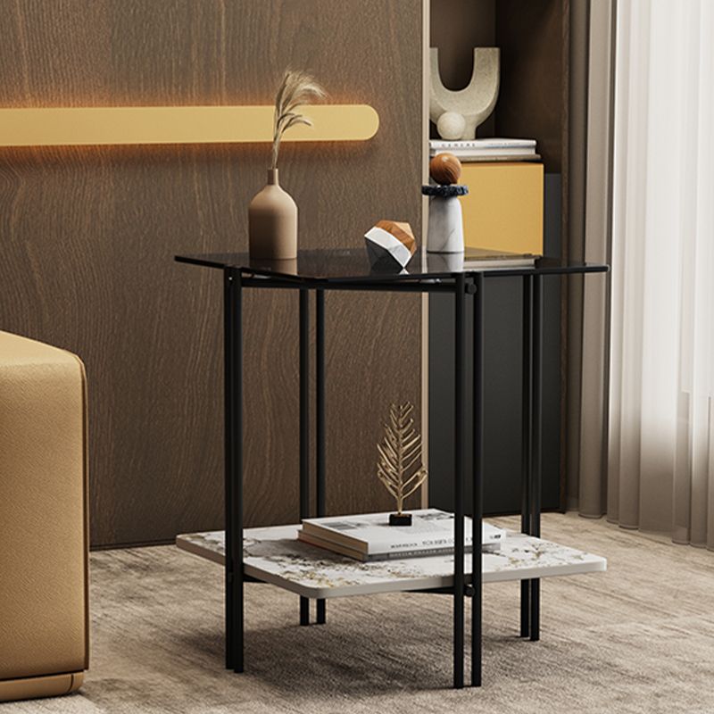 Tabla de esquina cuadrada moderna 4 Pats Table lateral con almacenamiento