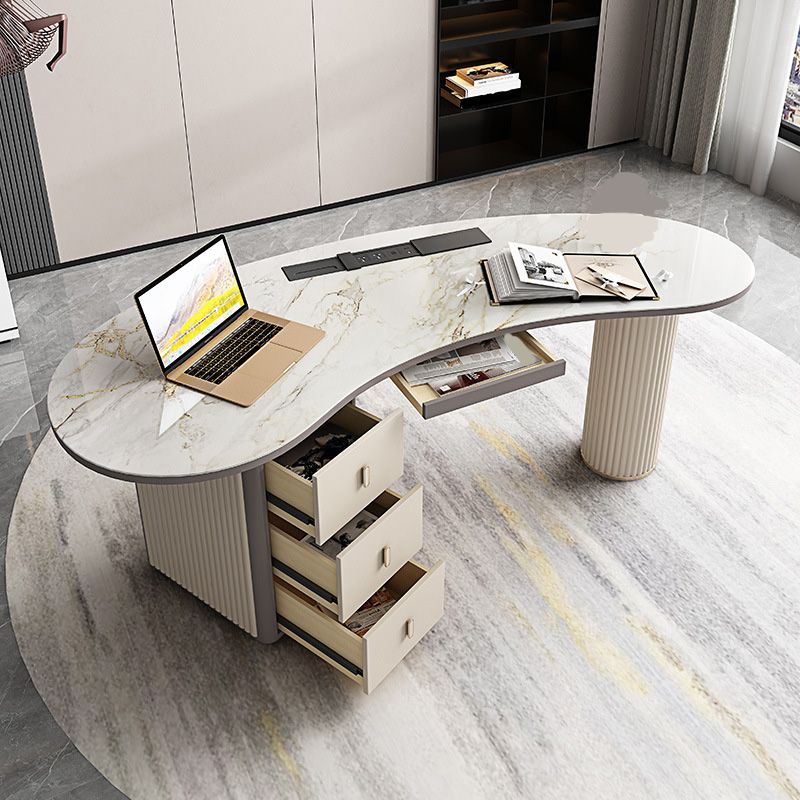 Bureau de bureau secrétaire en marbre contemporain, 27,6 "W x 29,5" H