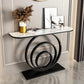 Stone Half Moon Console Table Table de acento de 31.5 pulgadas de altura con estante