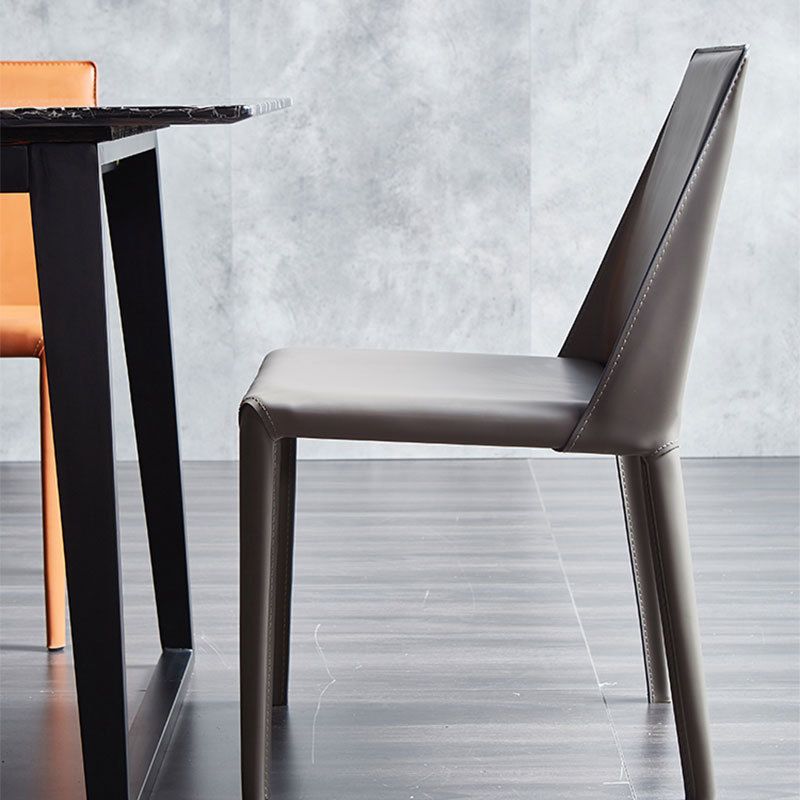 Designer Style Solid Back Chair Home Leather Matte Finish Dining Chair Clearhalo 'Dining Chairs' 'Dining Tables & Seating' 'dining_chair' 'furn' 'furn_dining_chair' 'Furniture' 'Kitchen & Dining Furniture' 1200x1200_324ddf00-7f5f-499d-9441-2a9127bcf637