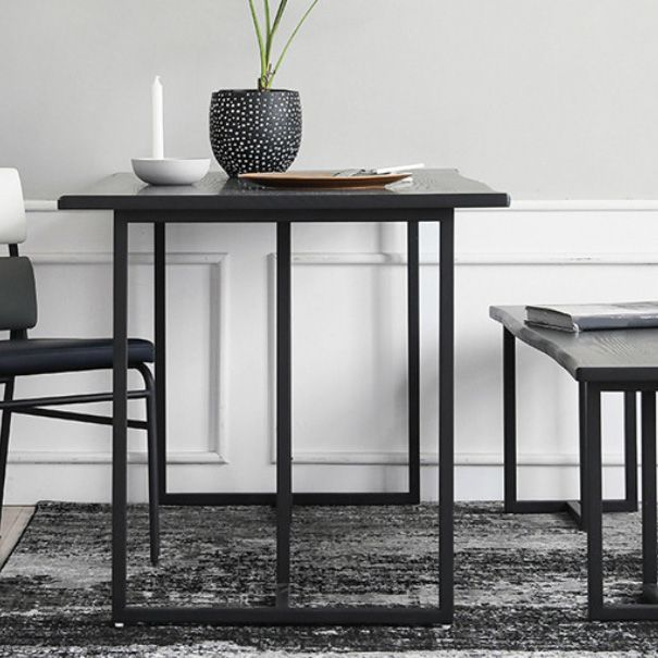 Industrial Solid Wood Dining Table Iron Double Pedestal Dining Table in Black Clearhalo 'Dining Tables & Seating' 'Dining Tables' 'dining_table' 'furn' 'furn_dining_table' 'Furniture' 'Kitchen & Dining Furniture' 1200x1200_325373bf-c7b3-4389-aaee-16ec62ed3764