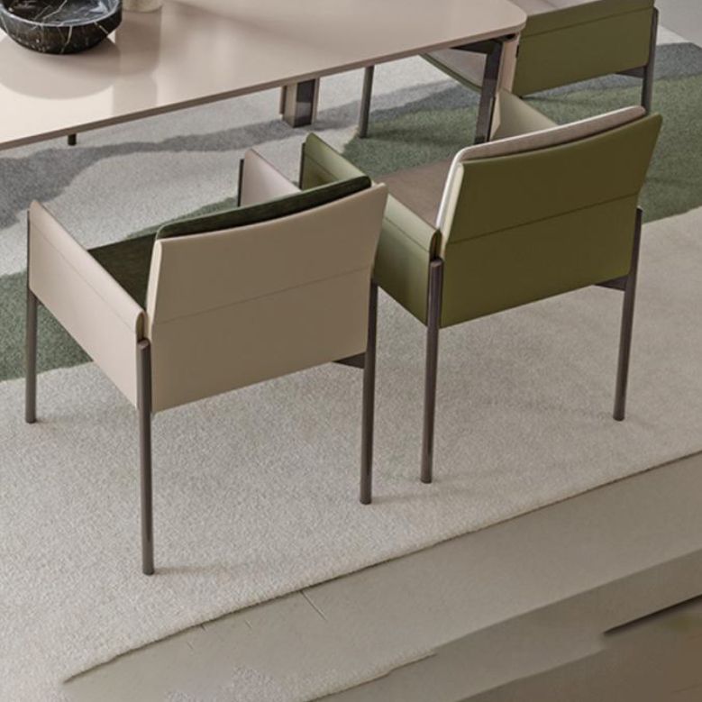 Faux Leather Dining Chair Upholstered Arm Chair with Metal Base Clearhalo 'Dining Chairs' 'Dining Tables & Seating' 'dining_chair' 'furn' 'furn_dining_chair' 'Furniture' 'Kitchen & Dining Furniture' 1200x1200_32557079-d81e-4893-b17c-508207c8c1b2