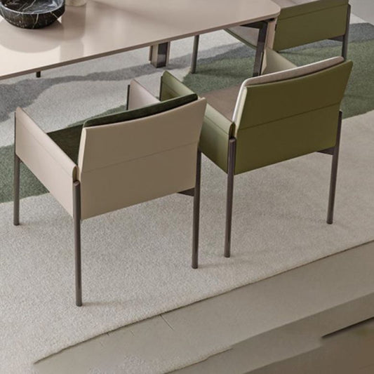 Faux Leather Dining Chair Upholstered Arm Chair with Metal Base Clearhalo 'Dining Chairs' 'Dining Tables & Seating' 'dining_chair' 'furn' 'furn_dining_chair' 'Furniture' 'Kitchen & Dining Furniture' 1200x1200_32557079-d81e-4893-b17c-508207c8c1b2