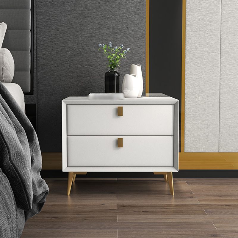 グラム19 ''背の高いベッドナイトスタンドソリッドウッド2ドロワーレッグにはアクセントテーブルナイトスタンドが含まれています