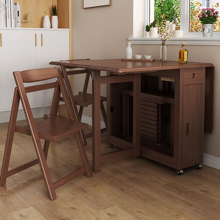 Mid-Century Modern Brown Dining Table Solid Wood Drop-Leaf Dining Table for Home Use Clearhalo ' dining_table' 'Dining Tables & Seating' 'Dining Tables' 'furn' 'furn_dining_table' 'Furniture' 'furniture_dining_table' 'Kitchen & Dining Furniture' 'kitchen&dining_furn' 'kitchen' 'kitchen_dining_table' 1200x1200_3255f90f-28d6-4fe3-bc88-35f9d2dfac72